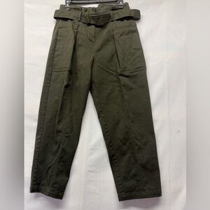 Banana Republic Ultra High Rise Belted Pleated Tapered Pants Olive Green Size 8